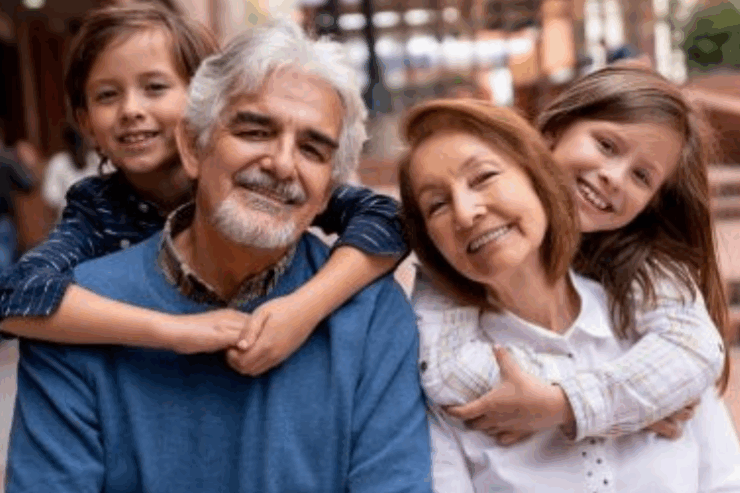 Joyful moments shared between grandparents and grandchildren, radiating warmth and community spirit.