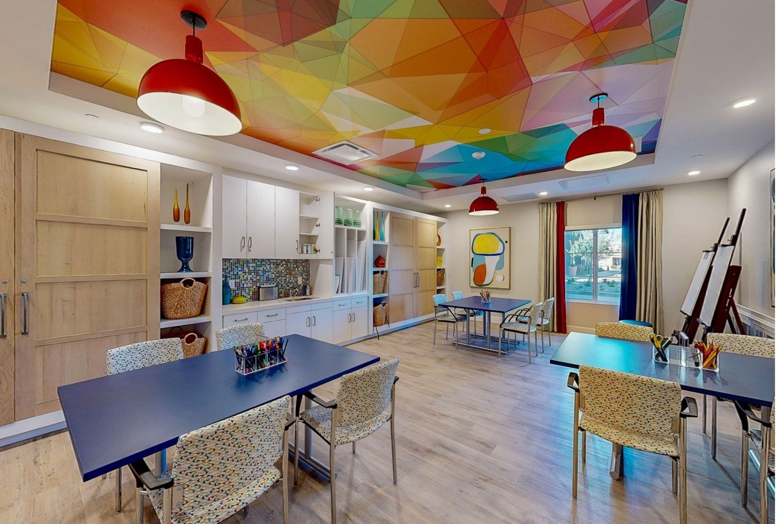 Bright, inviting space with colorful decor, perfect for community activities and creative gatherings.