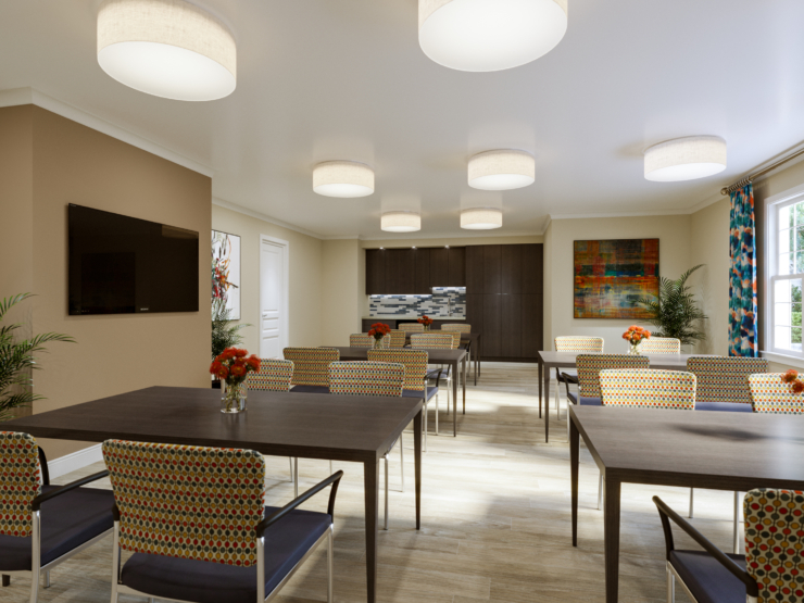 Bright and inviting, this communal space features cozy seating and vibrant decor, perfect for gatherings.