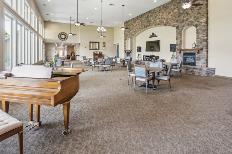 Bright and inviting space with elegant furnishings, perfect for community gatherings and relaxation.