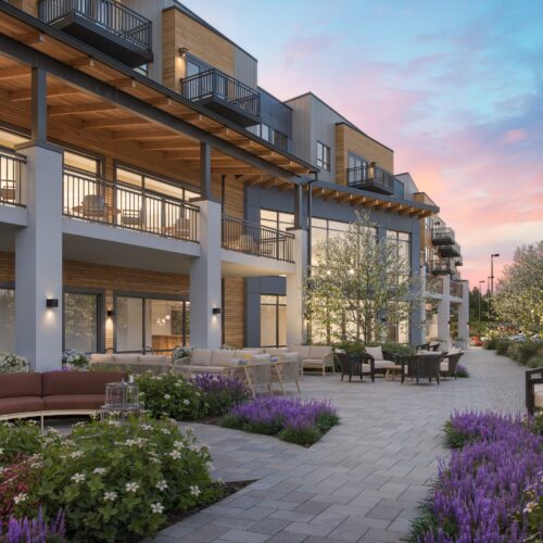 A welcoming community space with beautiful gardens, perfect for relaxation and connection.
