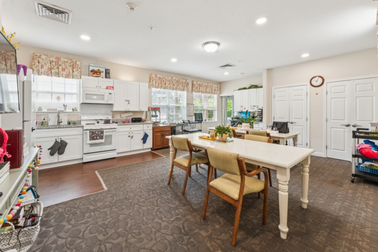 Bright and inviting, this communal kitchen fosters warmth and connection among residents.