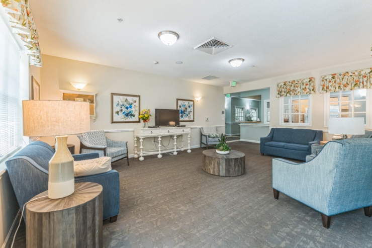 Bright and inviting, this welcoming lounge fosters community and comfort with cozy seating and warm decor.