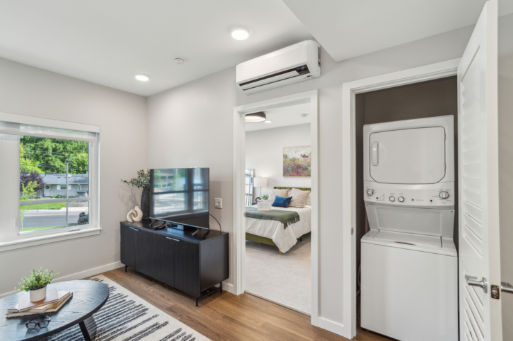 Living room leading to the bedroom.