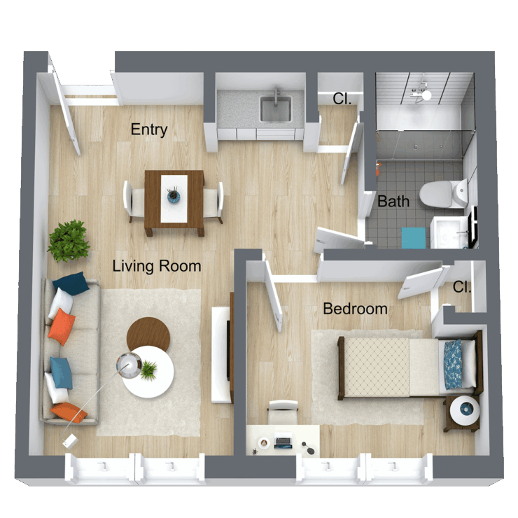A welcoming, well-designed layout that promotes comfort and community living for residents.