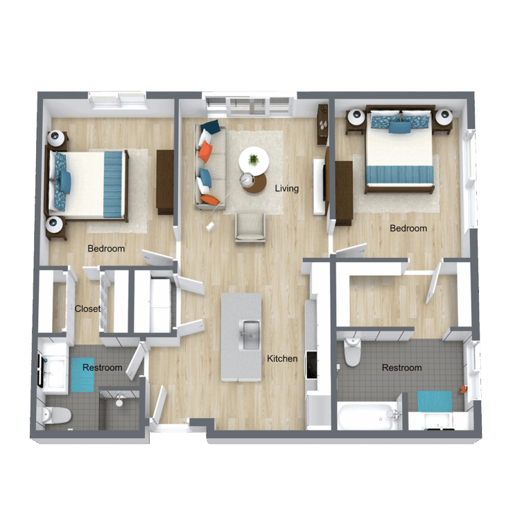 Bright, spacious layout offering comfort and community, perfect for a welcoming retirement home.