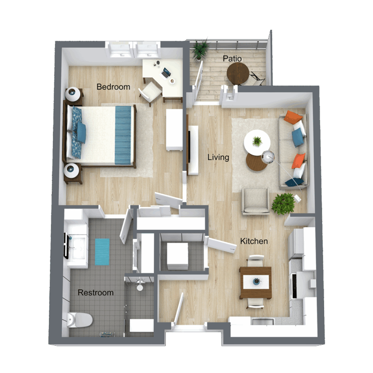 Bright, airy layout with warm wood flooring, inviting spaces for community and comfort.