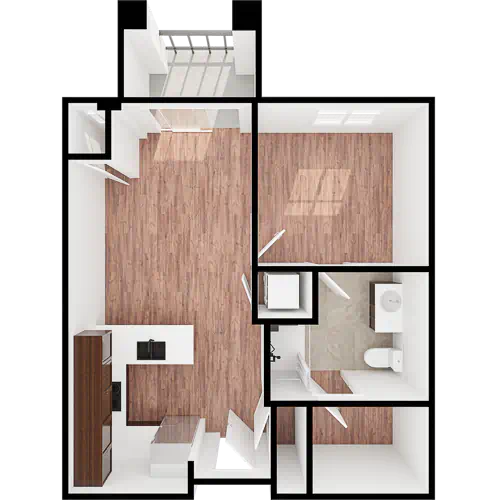 one bedroom one bathroom floor plan