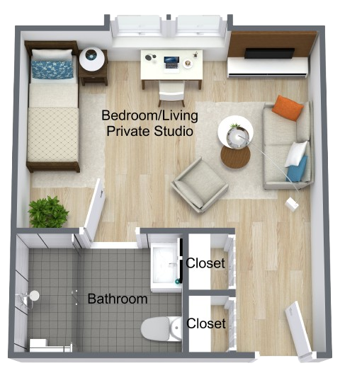 Bright and inviting, this spacious layout offers a warm, comfortable atmosphere for community living.