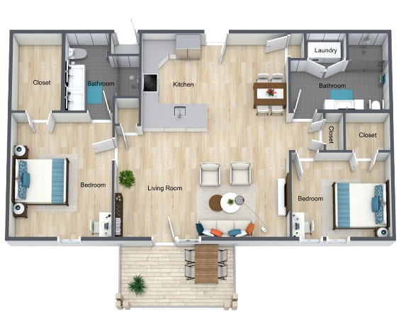 Spacious two-bedroom home with open living areas, dining space, and inviting natural light.