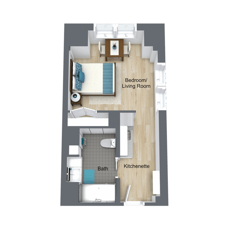 A thoughtfully designed floor plan, promoting comfort and community living for residents.