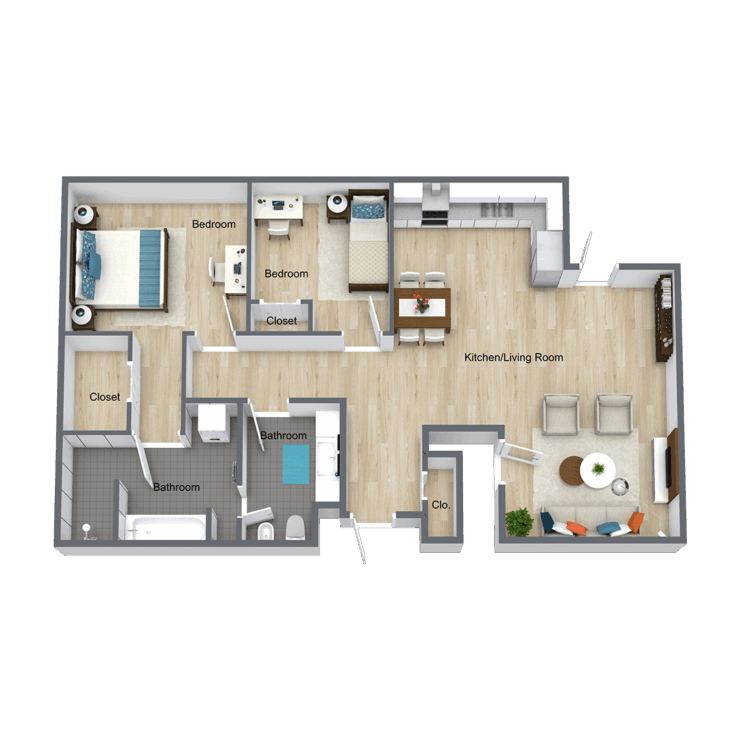 Spacious, thoughtfully designed living area promoting community, comfort, and active lifestyles.