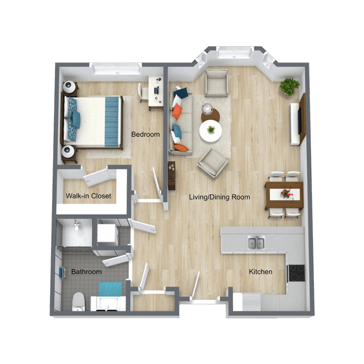 A cozy, welcoming layout featuring spacious rooms and natural light, perfect for community living.