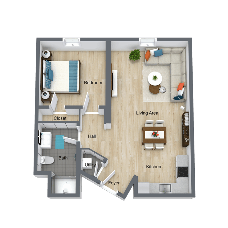 Bright and inviting, this spacious layout offers a warm atmosphere for community living and comfort.