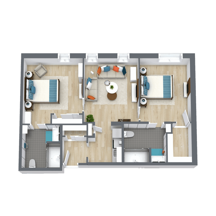 This thoughtfully designed layout promotes community and comfort, ideal for a welcoming retirement home.