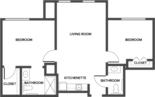 A thoughtfully designed layout promoting community and comfort, featuring spacious living areas and private bedrooms.