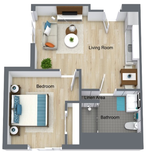 A welcoming floor plan showcasing a comfortable living space, perfect for community and relaxation.