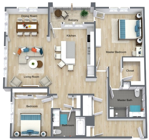 A warm, welcoming layout designed for comfort and community living, featuring spacious shared areas.