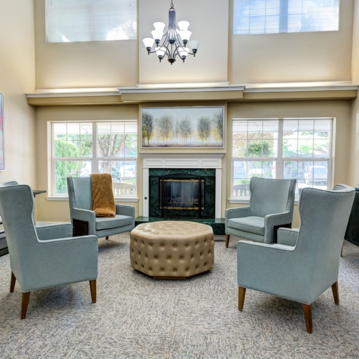 Bright and inviting, this elegant lounge fosters community and comfort, perfect for socializing.