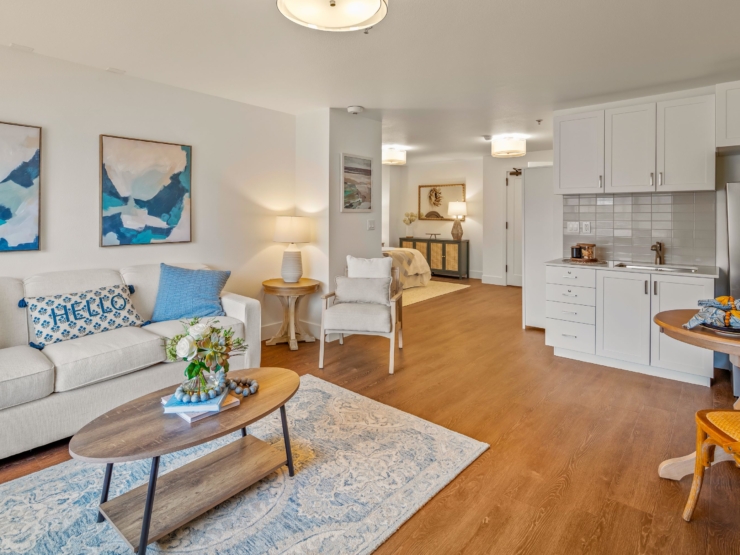 A cozy, inviting living space with warm tones, perfect for fostering community and comfort.