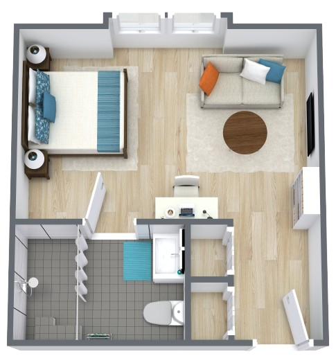 A warm, inviting space designed for comfort and community, featuring bright natural light and ample room for personal touches.