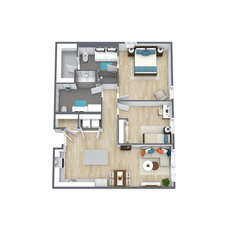 Spacious, inviting layout fostering community with comfortable living and dining areas for residents.