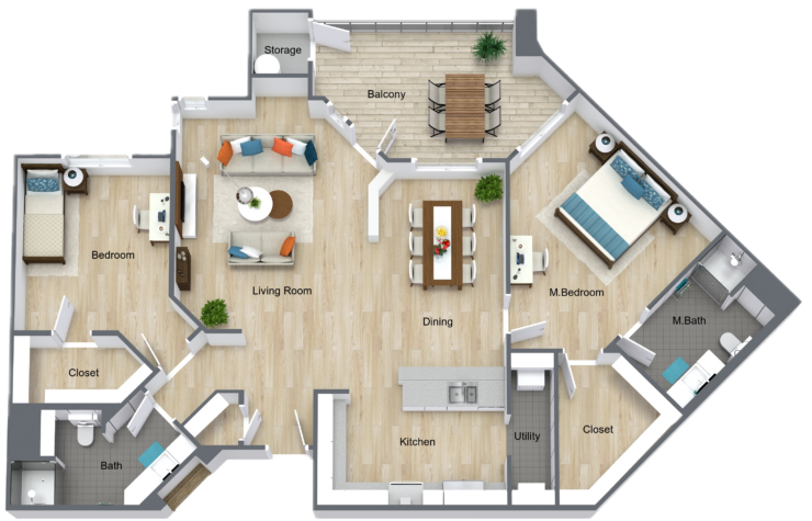 This spacious two-bedroom layout fosters community and comfort, perfect for a vibrant lifestyle.