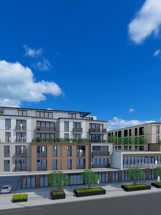 Bright, welcoming architecture with lush greenery fosters a vibrant community atmosphere.