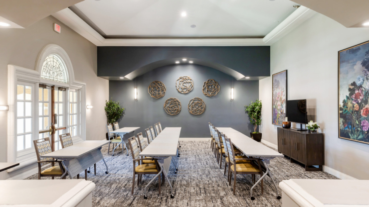 Bright, inviting space with elegant decor, perfect for gatherings and fostering community connections.
