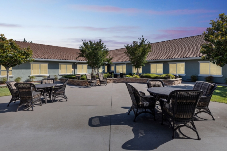 An inviting outdoor space with comfortable seating, perfect for community gatherings and relaxation.