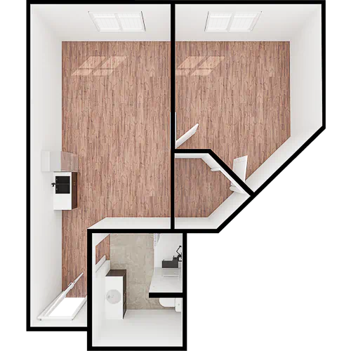 one bedroom one bathroom floorplan