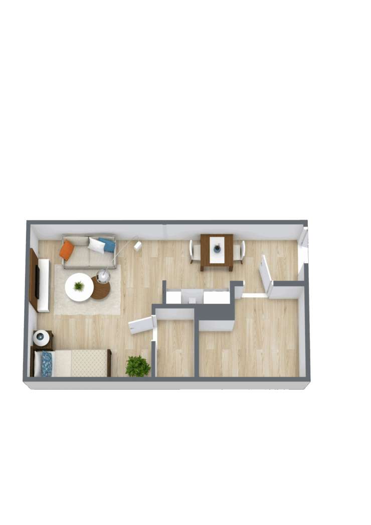 This inviting layout features a comfortable living space, perfect for community and relaxation.