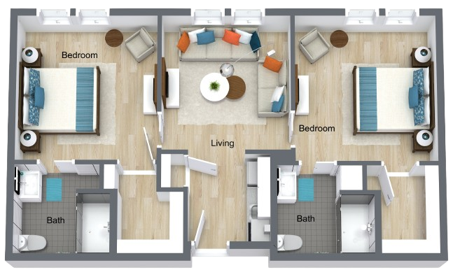 A bright, inviting layout with spacious rooms, perfect for fostering community and comfort.