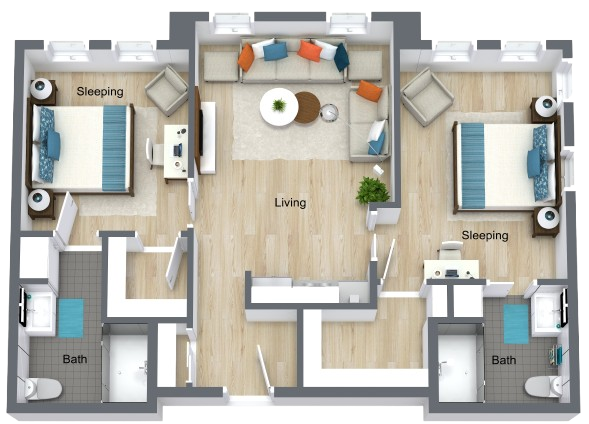A welcoming layout featuring spacious rooms, ideal for fostering community and comfort.