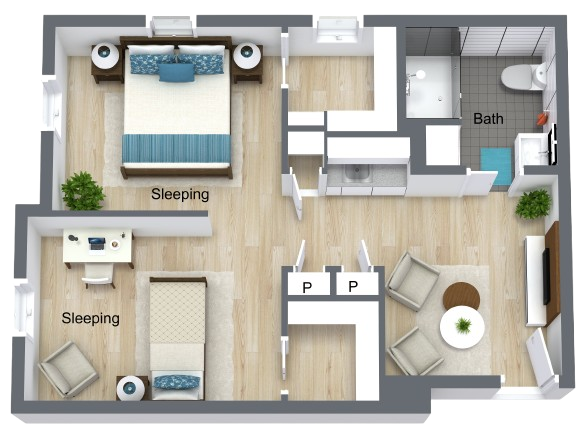 A welcoming layout with ample space for community living, promoting comfort and connection.