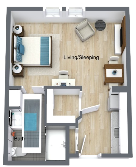 A bright, welcoming layout fosters a sense of community and comfort for residents.