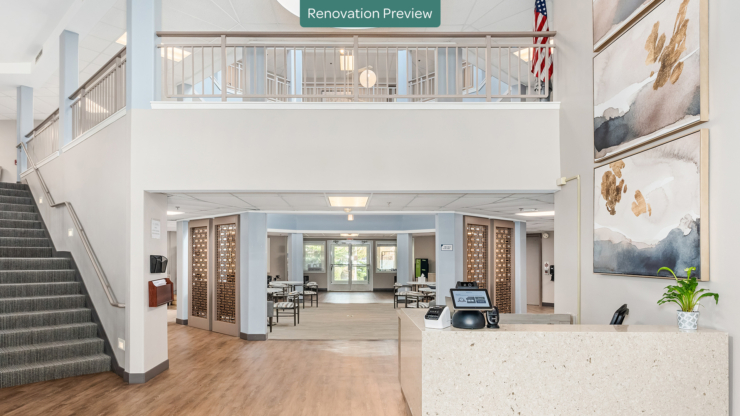 A welcoming space filled with natural light, fostering community and comfort for residents.
