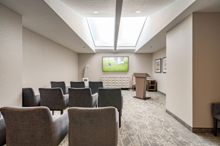 Bright and inviting, this welcoming space features comfortable seating and a warm atmosphere for gatherings.