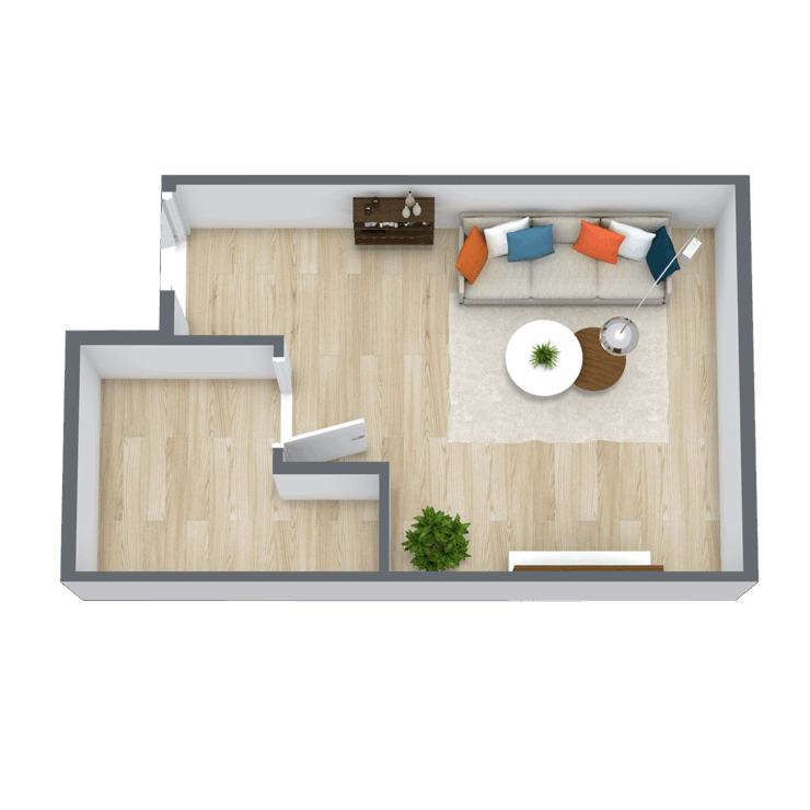 A thoughtfully designed layout, providing warm living space and essentials for comfort and connection.