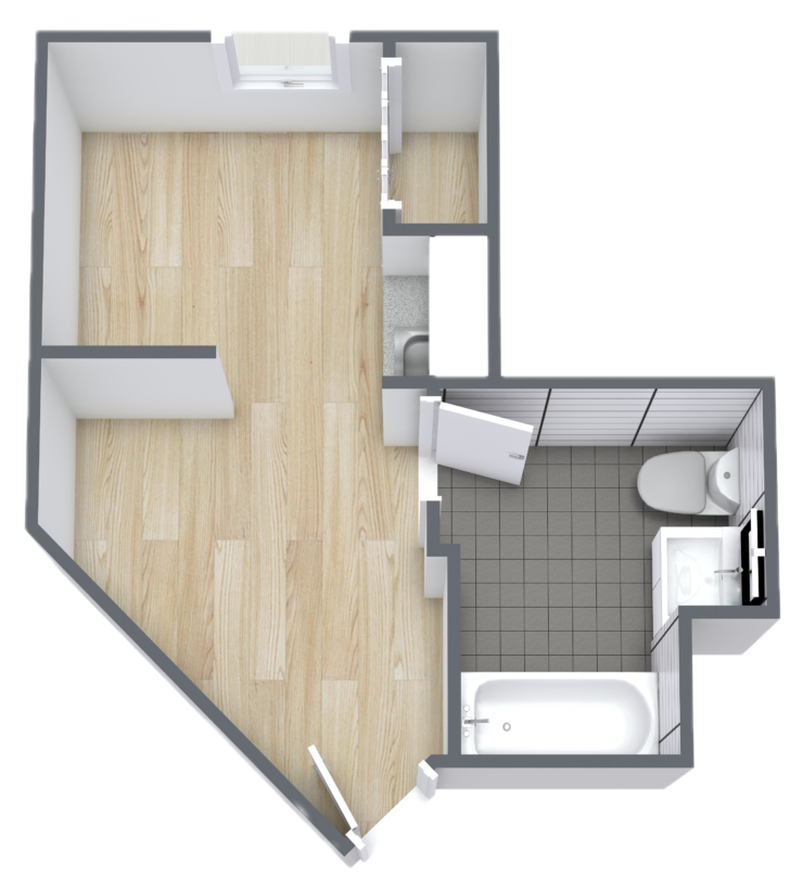 This inviting layout features spacious living areas and a comfortable bathroom, perfect for community living.