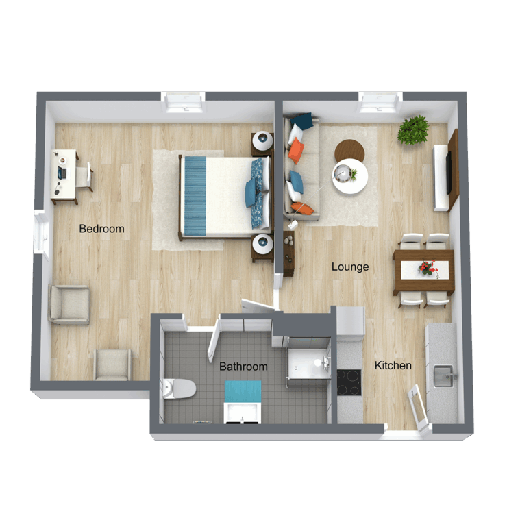 This thoughtfully designed layout promotes community living, comfort, and convenience for residents.
