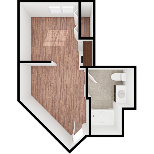 This inviting layout features spacious living areas and a comfortable bathroom, perfect for community living.