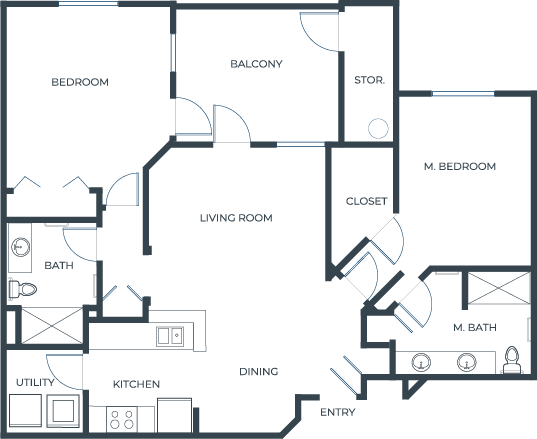 unit d two bed floor plan