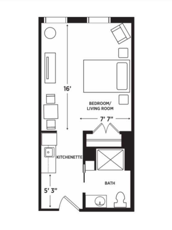 A thoughtfully designed layout, offering comfort and community in a welcoming living space.