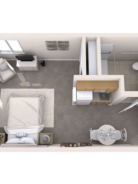 A cozy, inviting apartment layout featuring a bright living space, comfortable furnishings, and a warm atmosphere.