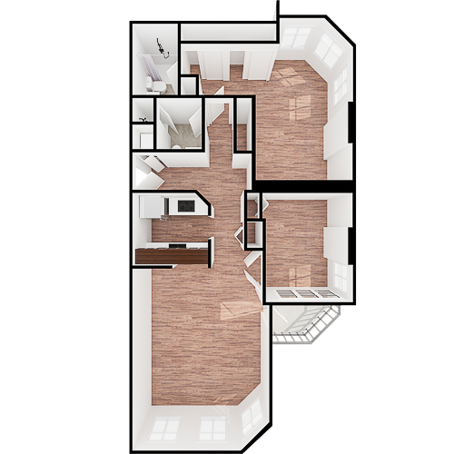 A warm and inviting layout, perfect for fostering community and comfort among residents.