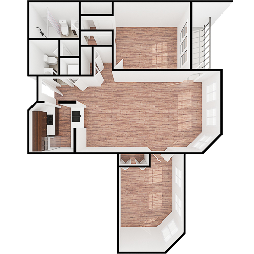 A warm and inviting layout showcasing spacious living areas, perfect for community and comfort.