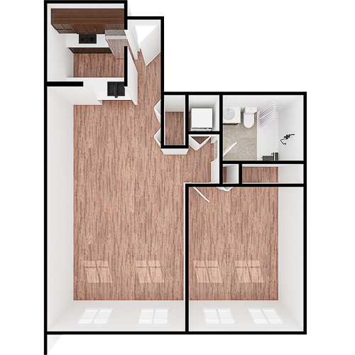 A spacious, inviting layout with warm wood accents, perfect for fostering community and comfort.