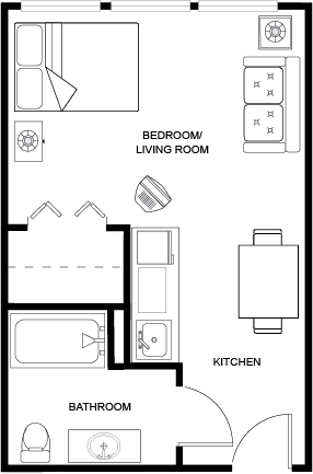 A welcoming floor plan featuring a comfortable living space, perfect for community and relaxation.