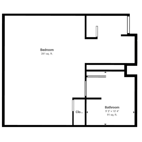 A welcoming floor plan designed for comfort, featuring a spacious bedroom and accessible bathroom.